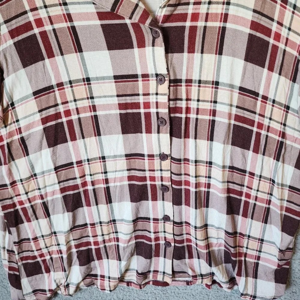 Torrid‎ Sleep Women's Short sleeve Button Up Collared Top Red Plaid Plus Size 1X